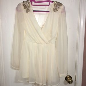 Off white romper with gold beading